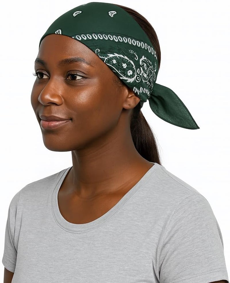 SUNRIBE 3 Pack Paisley Bandanas – 100% Cotton Square 21x21 Head Wrap, Headband, Face Cover, Neck Scarf for Men & Women - Image 2